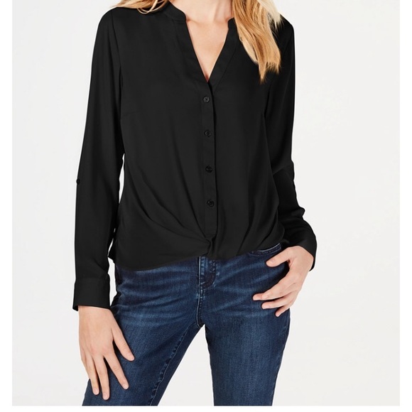 INC International Concepts Tops - INC International Twist-Front Button Down NWT L